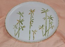 Plat rond peint à main motif bambous